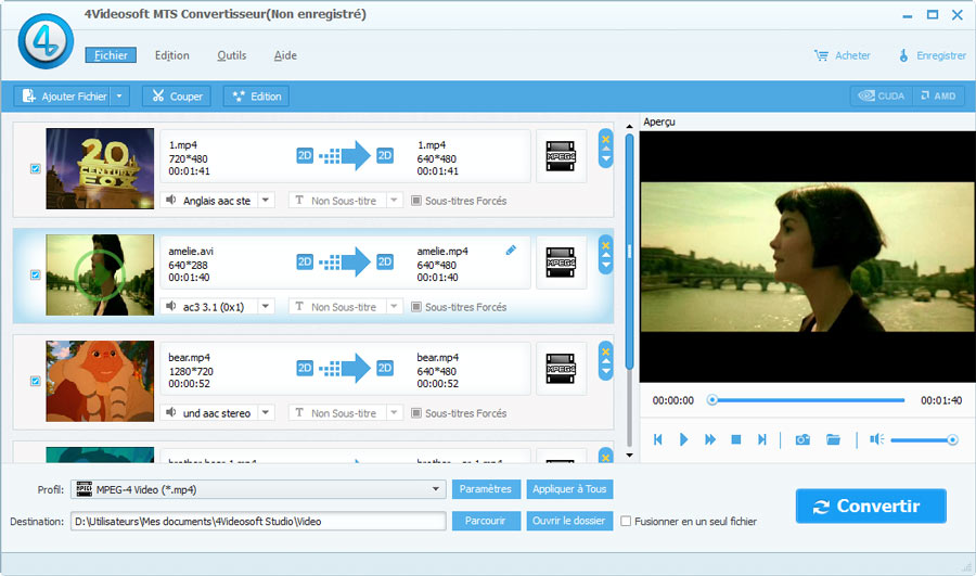 4Videosoft MTS Convertisseur screen shot
