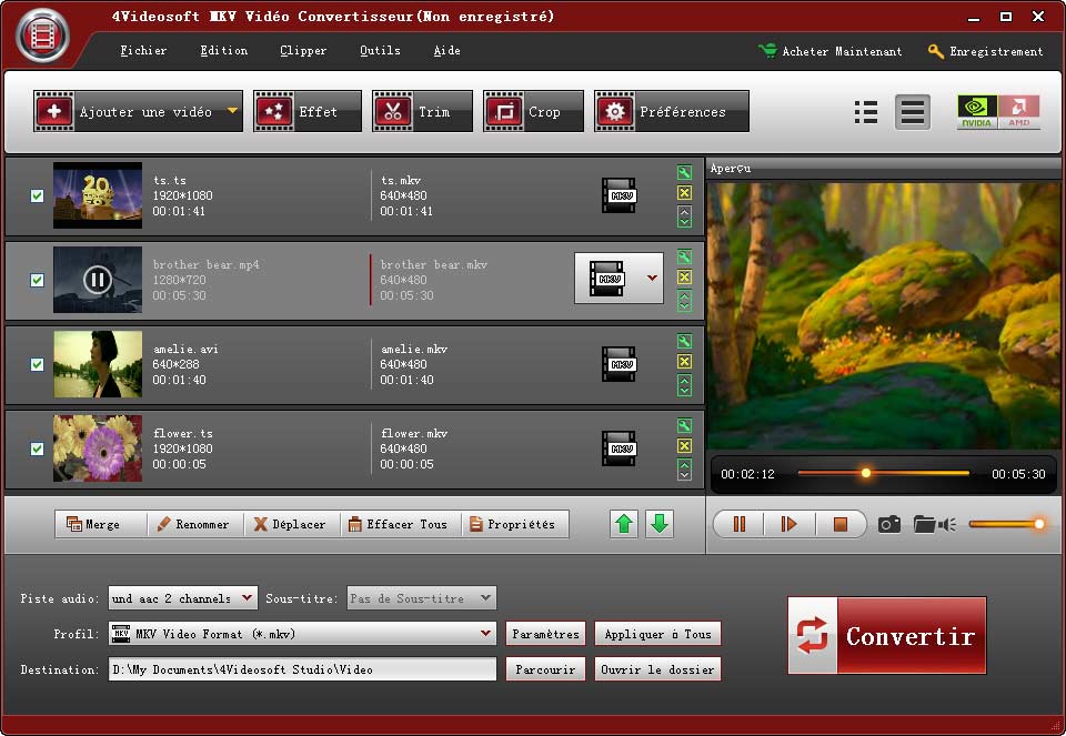 4Videosoft MKV Vidéo Convertisseur screen shot