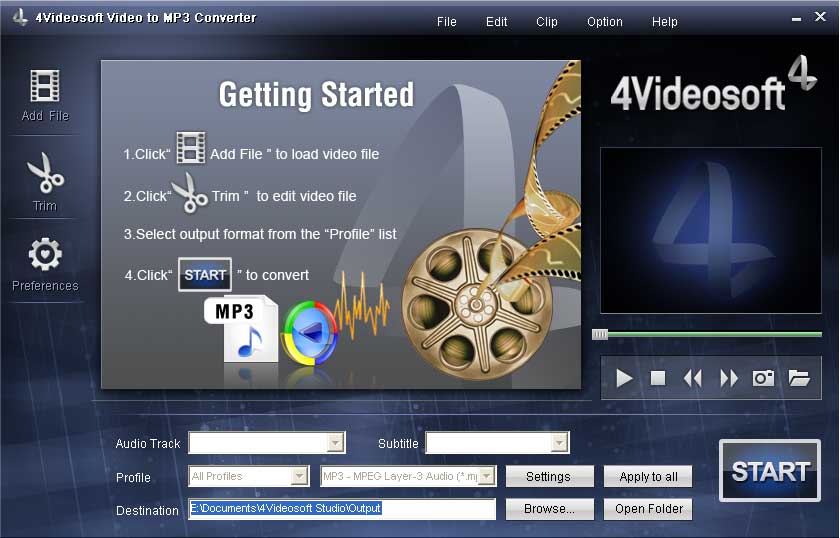 4Videosoft Convertisseur Vidéo en MP3 screen shot